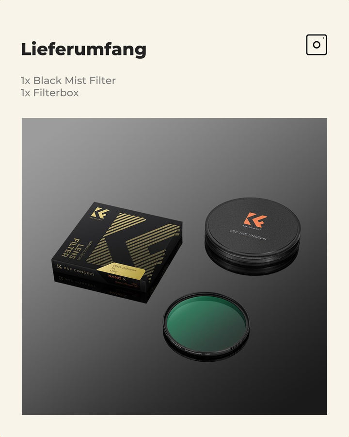 K&amp;F Concept Nano-X Black-Mist 1/4 Filter 40,5mm Black Promist 1/4 Filter aus Optisches Glas mit 28-f