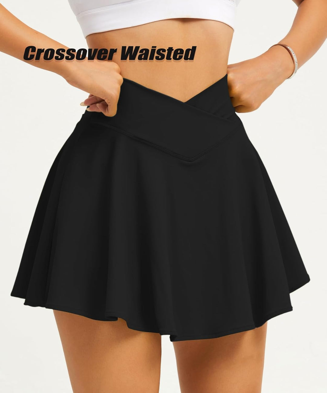 Navneet Tennisrock Crossover Rock mit Hose drunter Hosenrock Damen Sportrock Faltenrock Minirock Gol