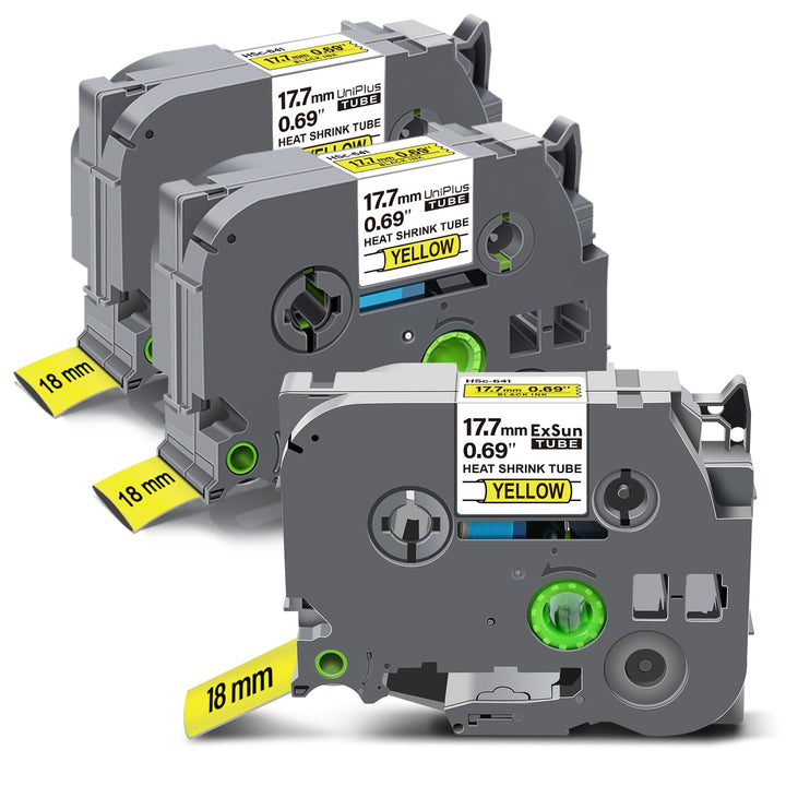 3er-Pack 17,7mm Schrumpfetikett Kompatibel für Brother HSe-641 HSe641 HS641 Hsc641 Schrumpfschläuche