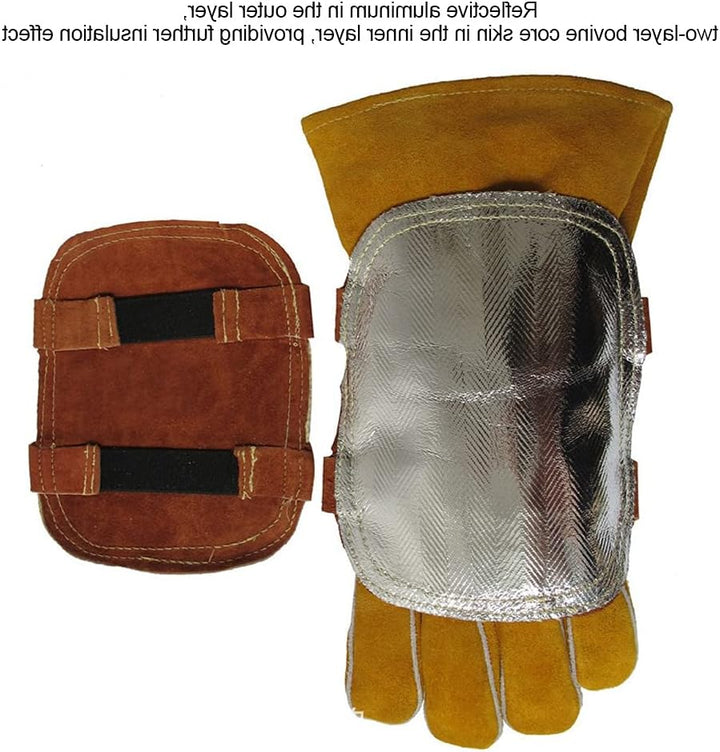 Handschutz aus Rindsleder mit Handschutz Schild Handwärmerschutz Metall Schmelzen Schweissen für ind
