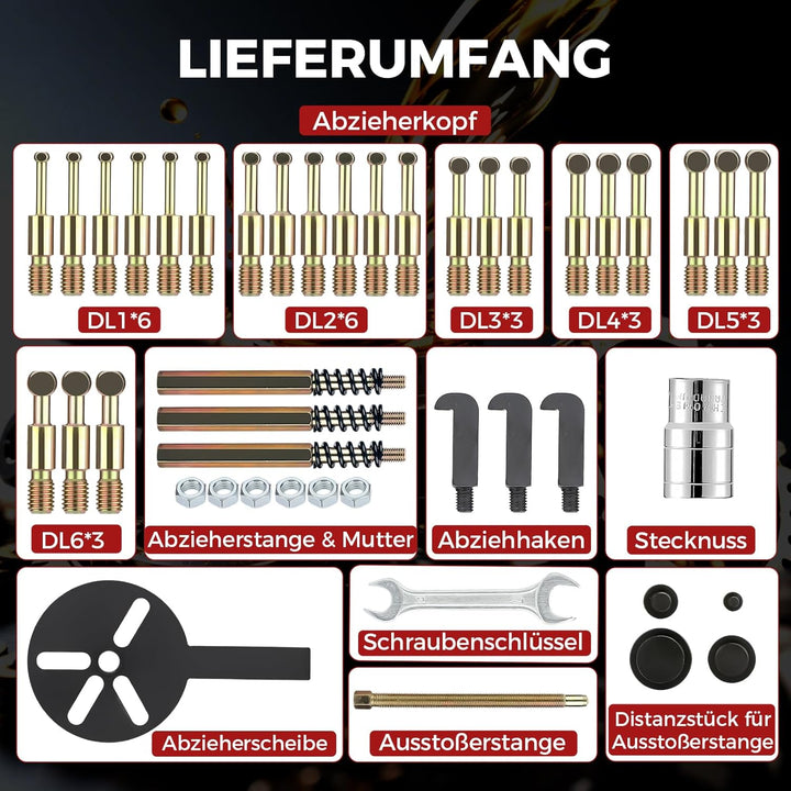 36-in-1 Lagerabzieher-Set, Innenlager Abzieher, Innenlochabzieher, Kugellager Abzieher mit 3-Backen-