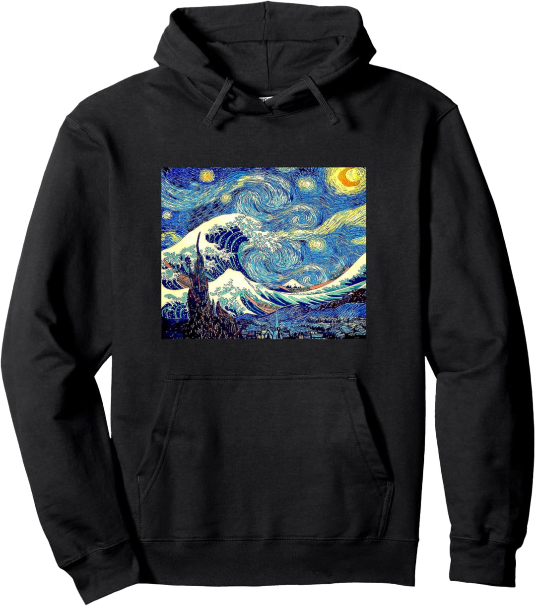 The Starry Night & The Great Wave off Kanagawa Combination Pullover Hoodie