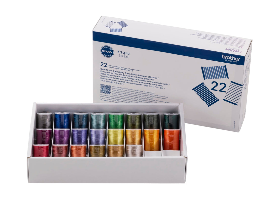 Brother Stickgarnset Hochglänzend 22 Farben (300m)