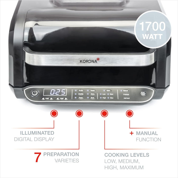 Korona 46160 8in1-Multifunktionsgrill| | Elektrogrill, Heissluftfritteuse, Backofen, Pizzaofen, Dörr