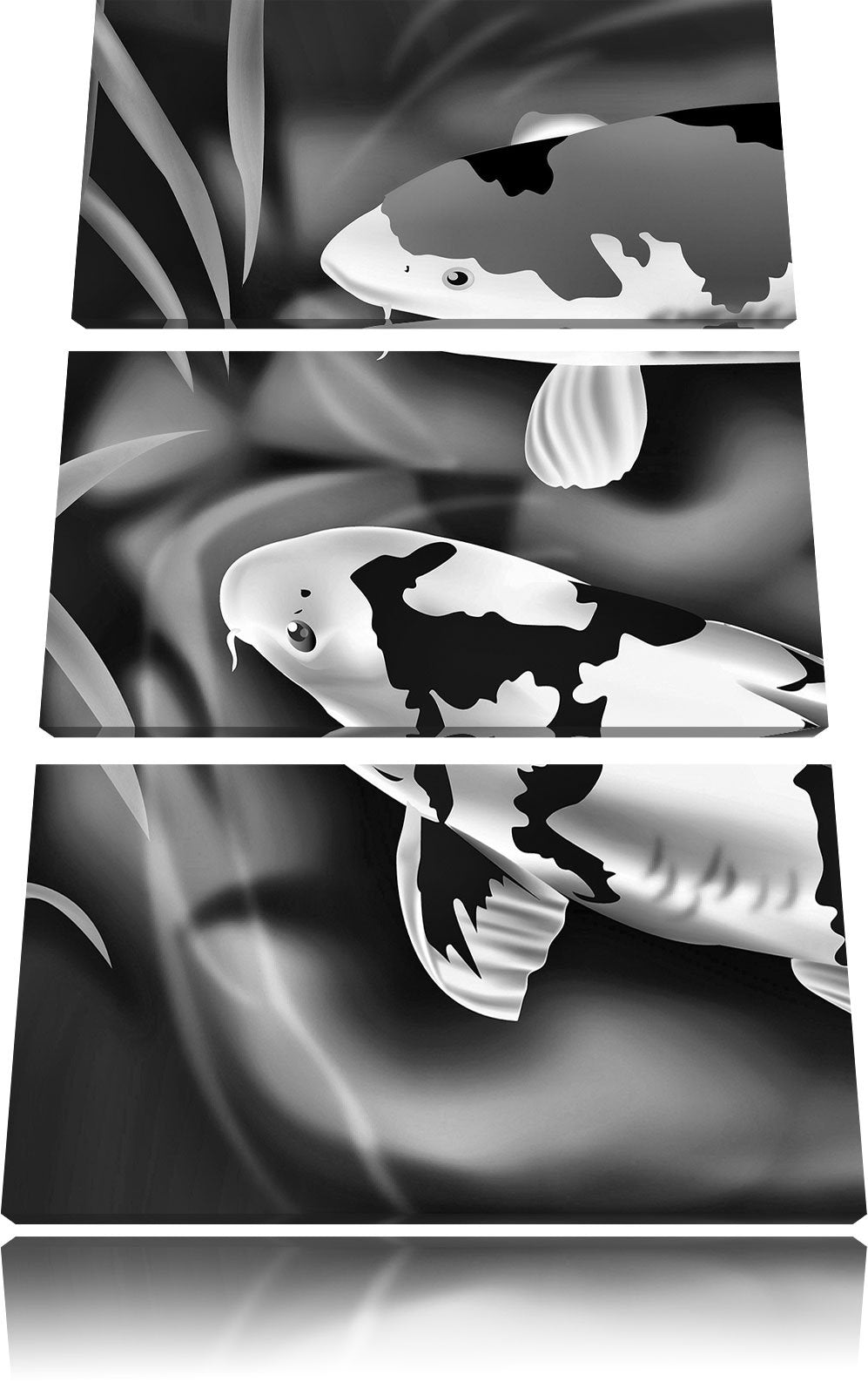 Pixxprint Edle Koi Karpfen Kunst als Leinwandbild | Grösse: 3 Teilig (120x80) | Wandbild| Kunstdruck