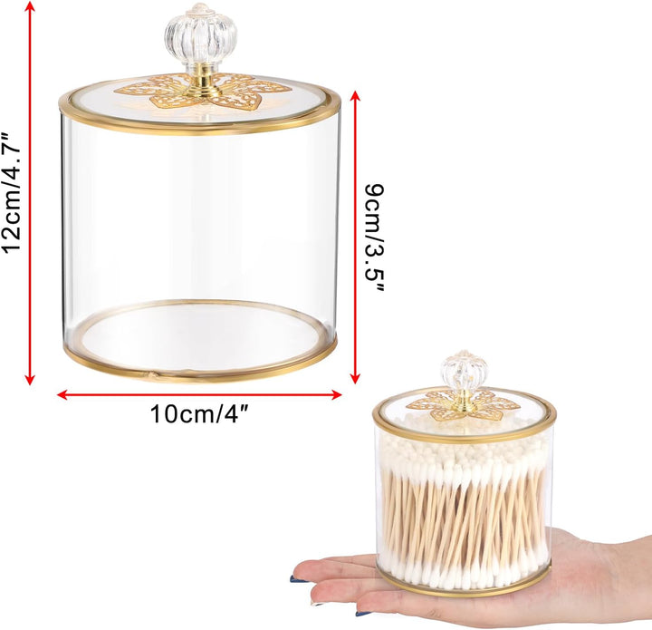 Wattestäbchen box aus Glas Gold Organizer Wattepads Behälter Box
