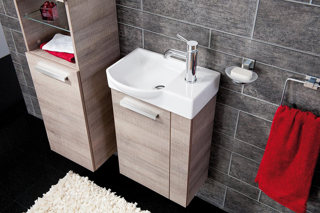 FACKELMANN Waschbecken links Gäste-WC / Waschtisch aus Keramik / Masse (B x H x T): ca. 45 x 10,5 x
