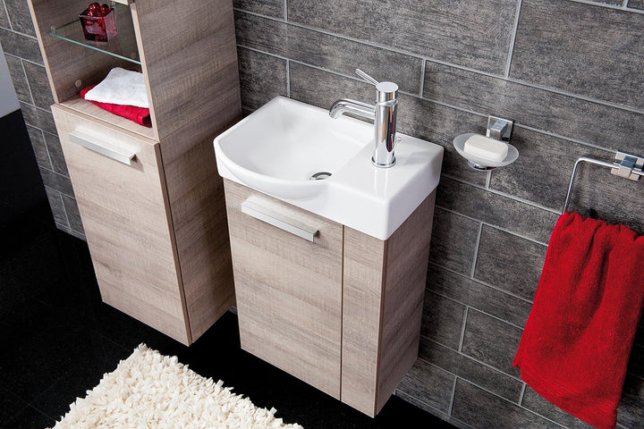 FACKELMANN Waschbecken links Gäste-WC / Waschtisch aus Keramik / Masse (B x H x T): ca. 45 x 10,5 x