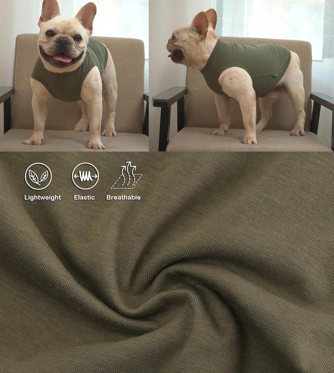 Sychien Einfarbige Hunde-Shirts, solide Hundekleidung, leichtes, dehnbares T-Shirt, ärmellos, blanko