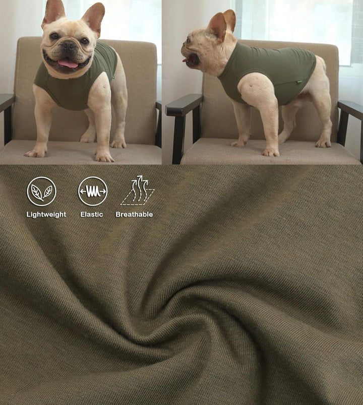 Sychien Einfarbige Hunde-Shirts, solide Hundekleidung, leichtes, dehnbares T-Shirt, ärmellos, blanko