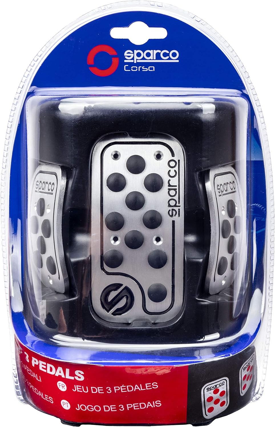 Sparco SPC0406BK ALUMINIUM RACING-PEDALE MIT Rutschfestem Gummi, Schwarz Aluminium + Gummi Single, A