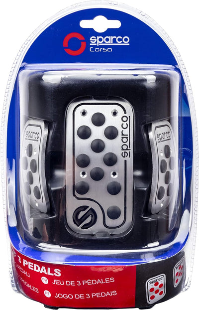 Sparco SPC0406BK ALUMINIUM RACING-PEDALE MIT Rutschfestem Gummi, Schwarz Aluminium + Gummi Single, A