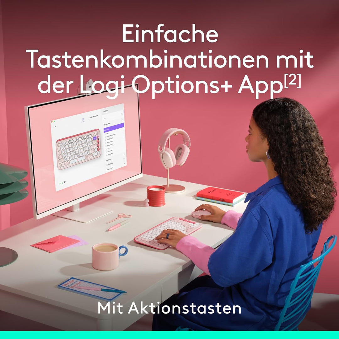 Logitech POP ICON COMBO, Bluetooth-Tastatur-Maus-Set, komfortables Tippen, programmierbare Tasten, l