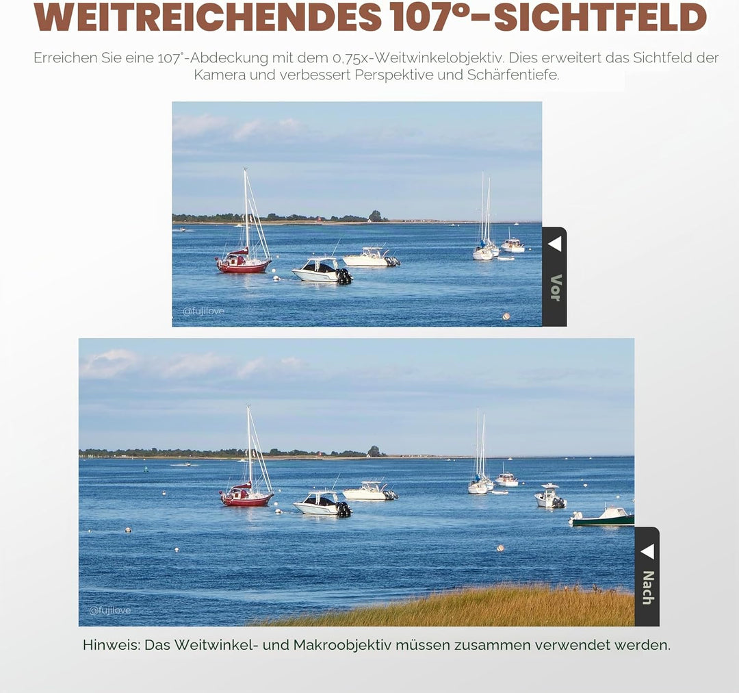 Freewell 2-in-1 Weitwinkel- &amp; Makro-Objektiv kompatibel mit Fuji X100VI/X100V - Vielseitiges Design,