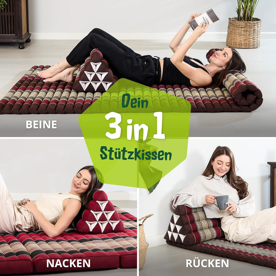 livasia Rückenstützkissen breit für Paare, Dreieckskissen für Garten und Balkon, Keilkissen mit Kapo