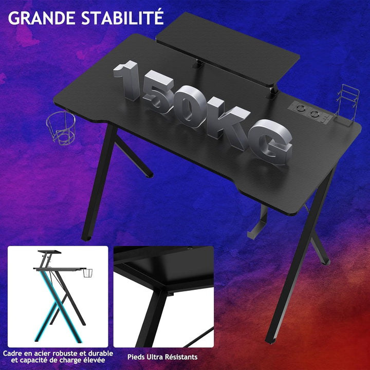 LANTUS Tisch, Arbeitsplatz, für Büro, Schlafzimmer, Industriestil, Metallrahmen, 100 x 50 x 77,5 cm,