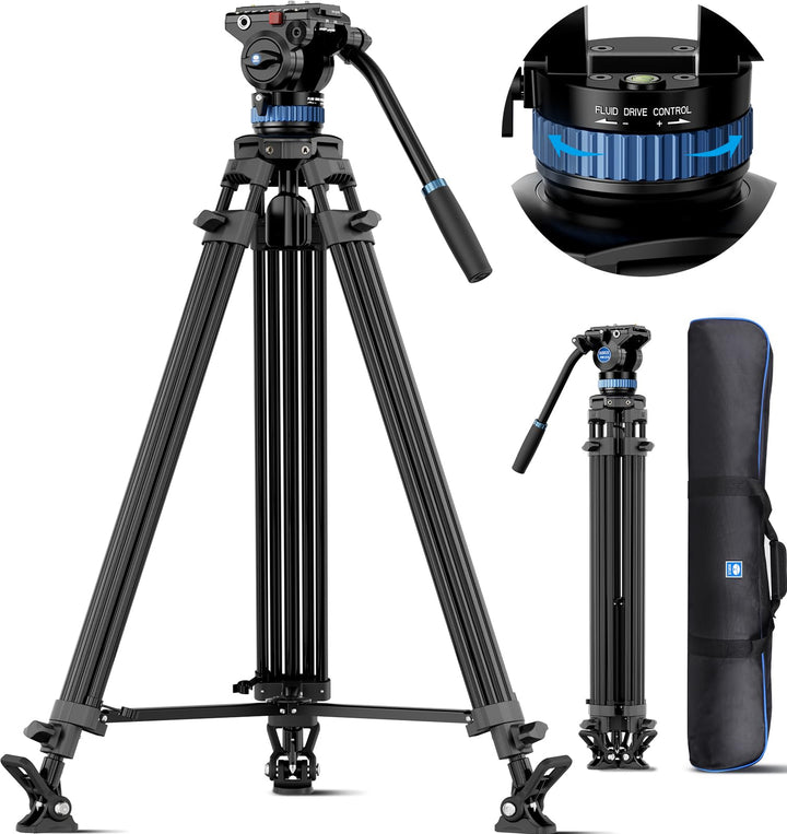 SIRUI Stativ Kamera Videostativ mit Fluidkopf AM-25S, 190cm professionelles Aluminium Dreibein-Stati