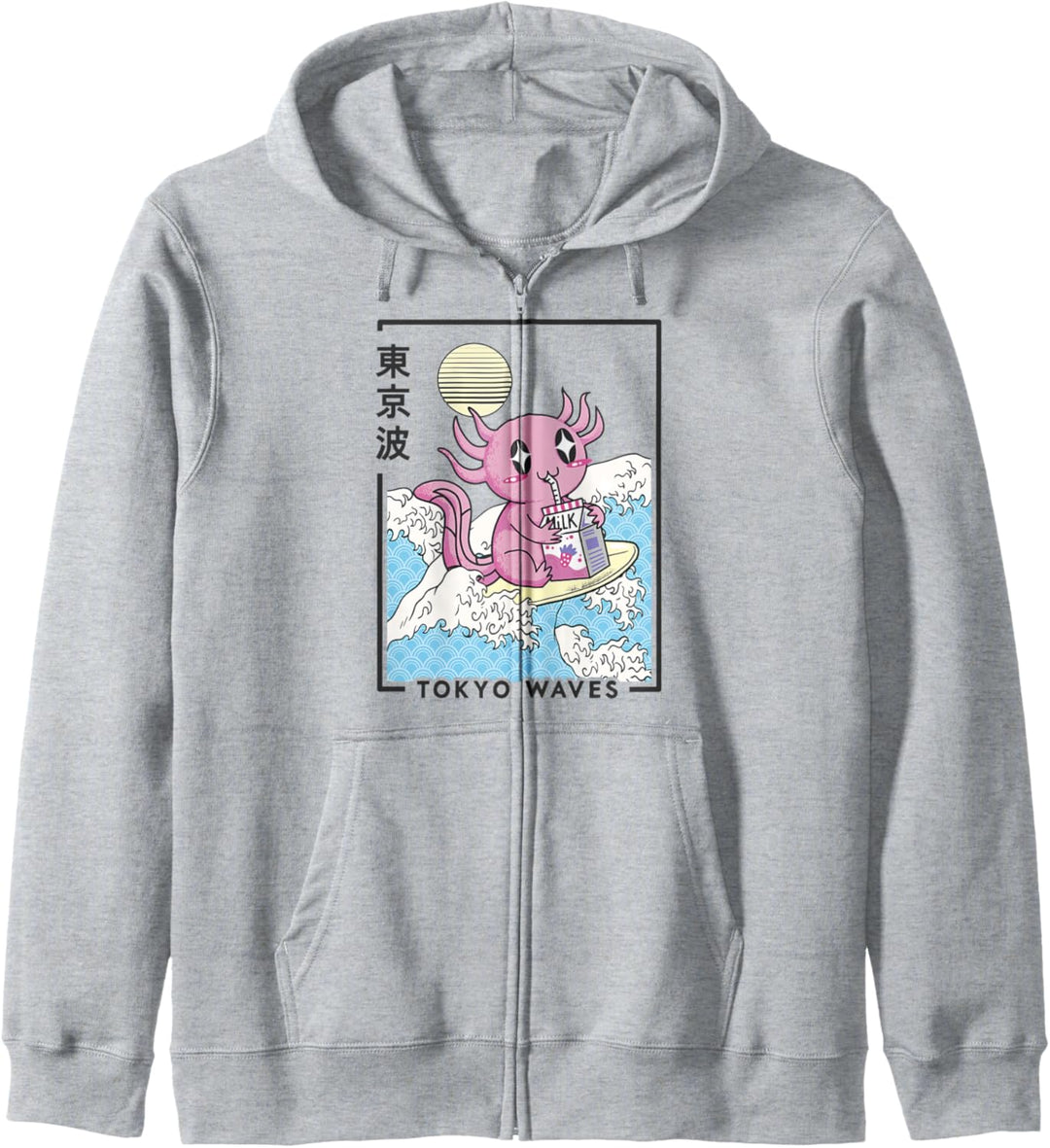 Axolotl Erdbeermilch, japanische Wellen, Kawaii, ästhetisch Kapuzenjacke