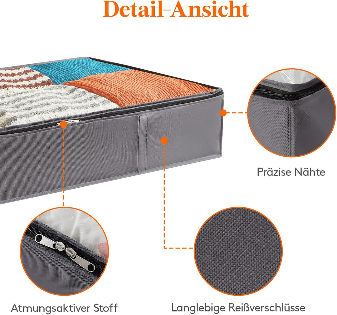 Lifewit 6 Stück 75L Unterbettkommode, Unterbett Kleideraufbewahrung Faltbare Aufbewahrungsbox mit De