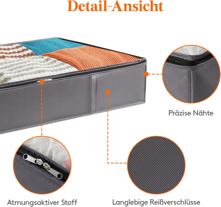 Lifewit Unterbett Aufbewahrungsbox Unterbettkommode,Faltbare Kleideraufbewahrungstasche mit Deckel f