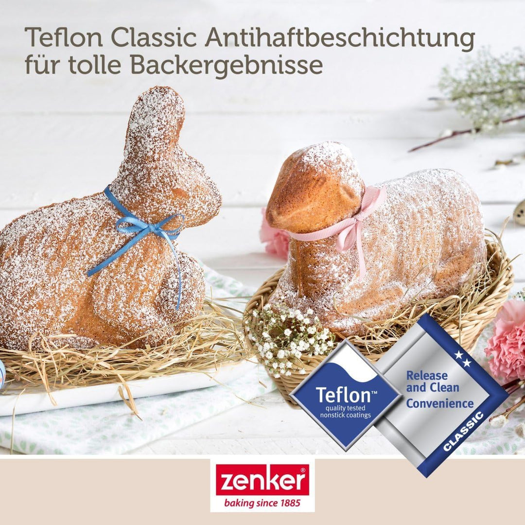 Zenker Osterlamm und Hase Backformen zu Ostern - 900 & 600 ml Füllvolumen - 3D Kuchenformen mit Häsc