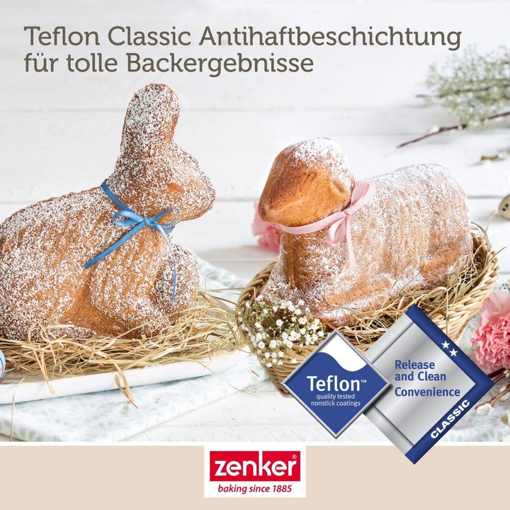 Zenker Osterlamm und Hase Backformen zu Ostern - 900 & 600 ml Füllvolumen - 3D Kuchenformen mit Häsc