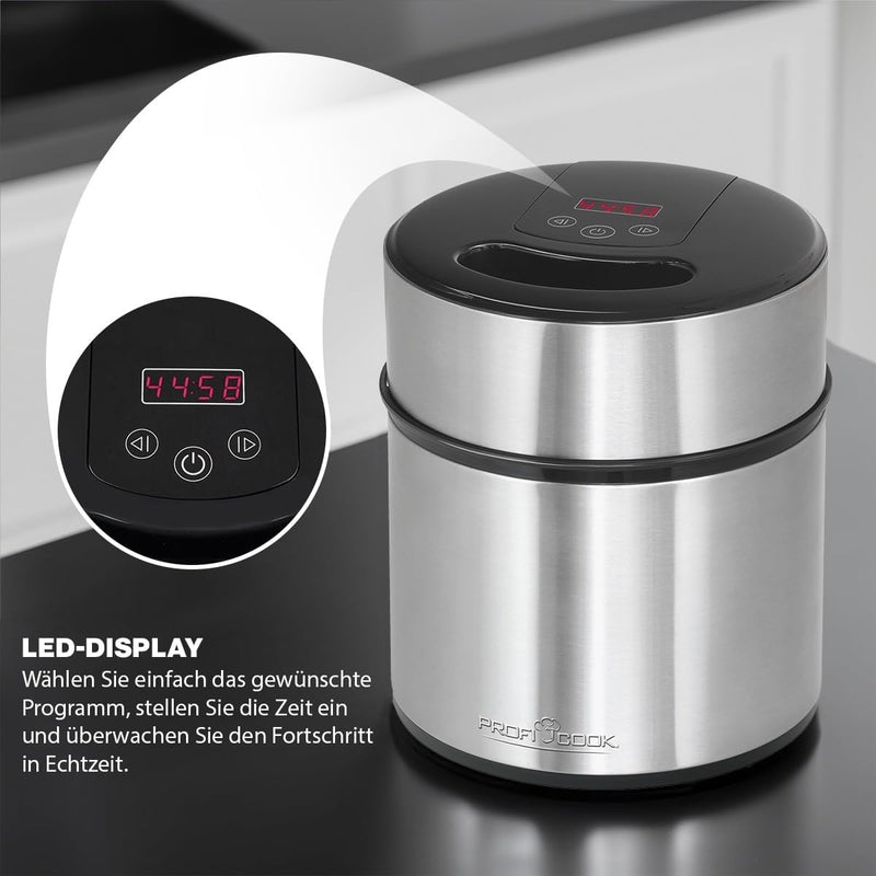 Profi Cook Eismaschine PC-ICM 1140 Eiscreme-Maker für Speiseeis, Frozen-Joghurt und Sorbet, inkl. Re