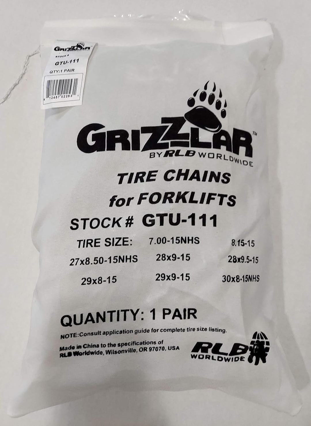 Grizzlar GTU-111 Gabelstapler Vierkant Leiter Schneeketten 7.00-12 7.00-15NHS 8.15-15 27x8.50-15NHS