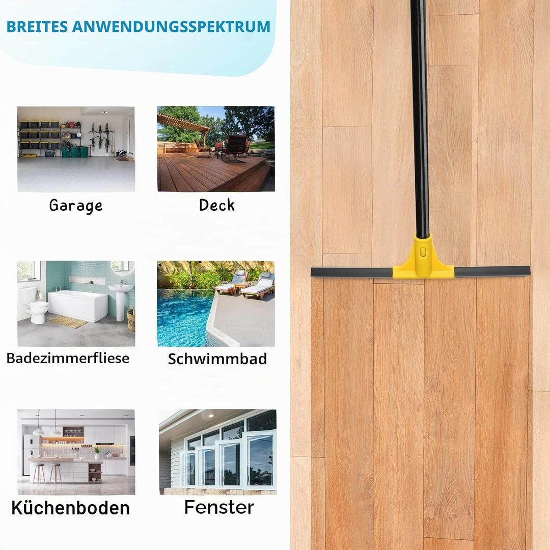 Abzieher Boden, 45 cm, Wasserschieber mit langem Griff (159cm), Bodenabzieher für Badezimmerfliesen,