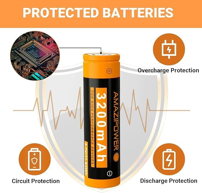 3,7 Volt Wiederaufladbarer Akku，3200mAh NiMH Batterie Hohe Kapazität Batterien für LED Stirnlampe,Fe