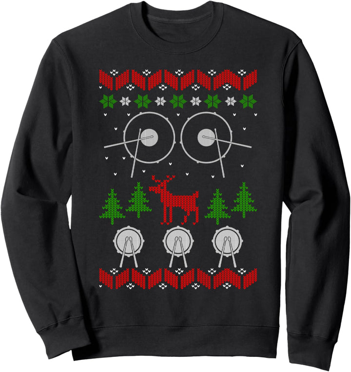 Schlagzeug Ugly Christmas Weihnachtsfeier Motiv Sweatshirt