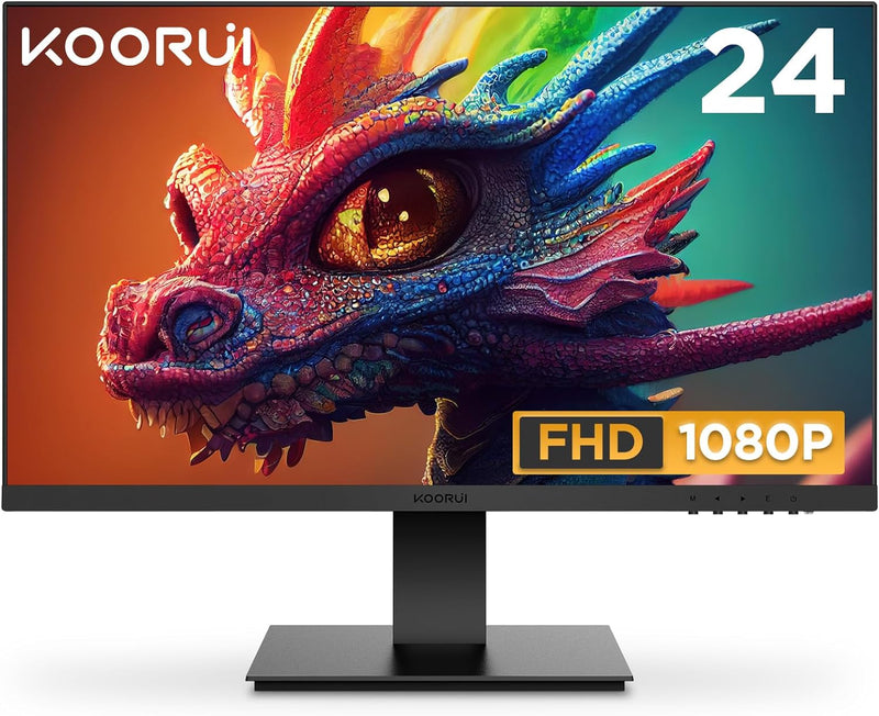 KOORUI 24 Zoll Monitor Full-HD, 75 Hz, 5ms, Eye Comfort, sRGB 99% Farbumfangs,(1920 x 1080, HDMI, VG