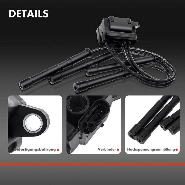 Zündspule Zündmodul mit Zündleitung für Kubistar Kasten X80 Clio II BB_, CB_ Kangoo KC0/1_ Kangoo Ex