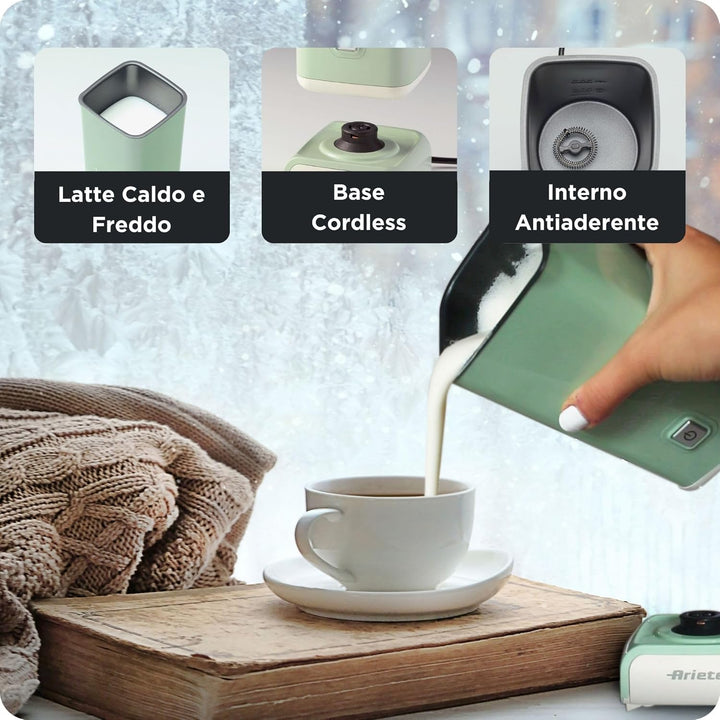 Ariete Vintage Cappucino 2878, Retro Elektrischer Milchaufschäumer im Retro-Stil für Cappuccino & He