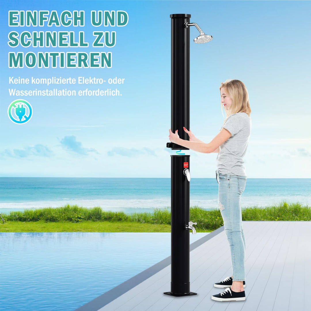 Cecaylie Solardusche 20Liter Solar Gartendusche Energiesparend Schwarz mit Schwenkbarer Regenduschko