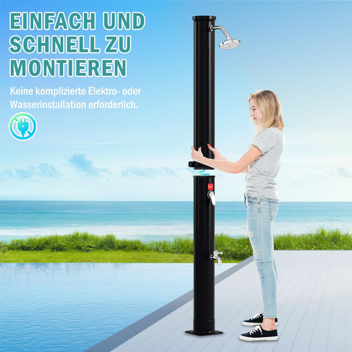 Cecaylie Solardusche 20Liter Solar Gartendusche Energiesparend Schwarz mit Schwenkbarer Regenduschko