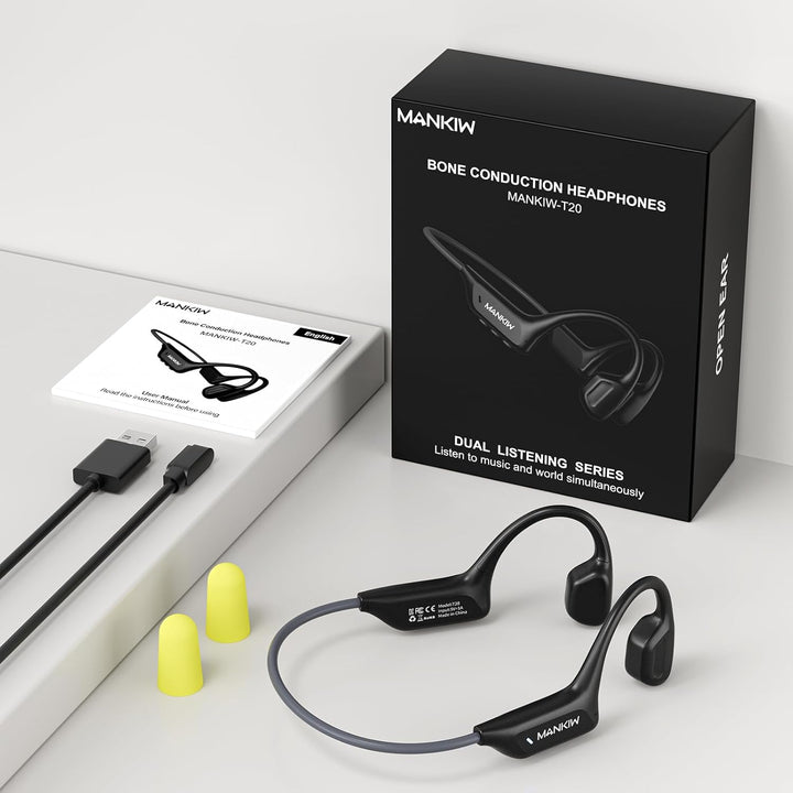MANKIW Knochenschall Kopfhörer, IP68 Open Ear Kopfhörer Bluetooth 6.0, Bone Conduction Headphones fü