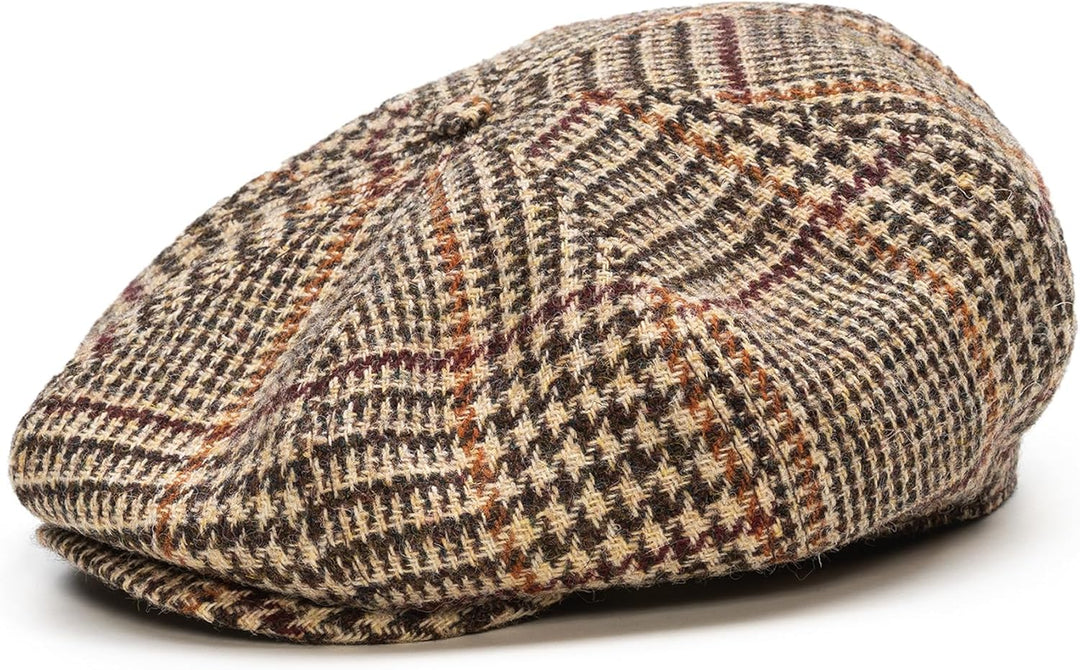Sterkowski Peaky Paperboy Cap | Harris Tweed Newsboy Cap für Herren | Klassisch Elegante 8 Panels Mü