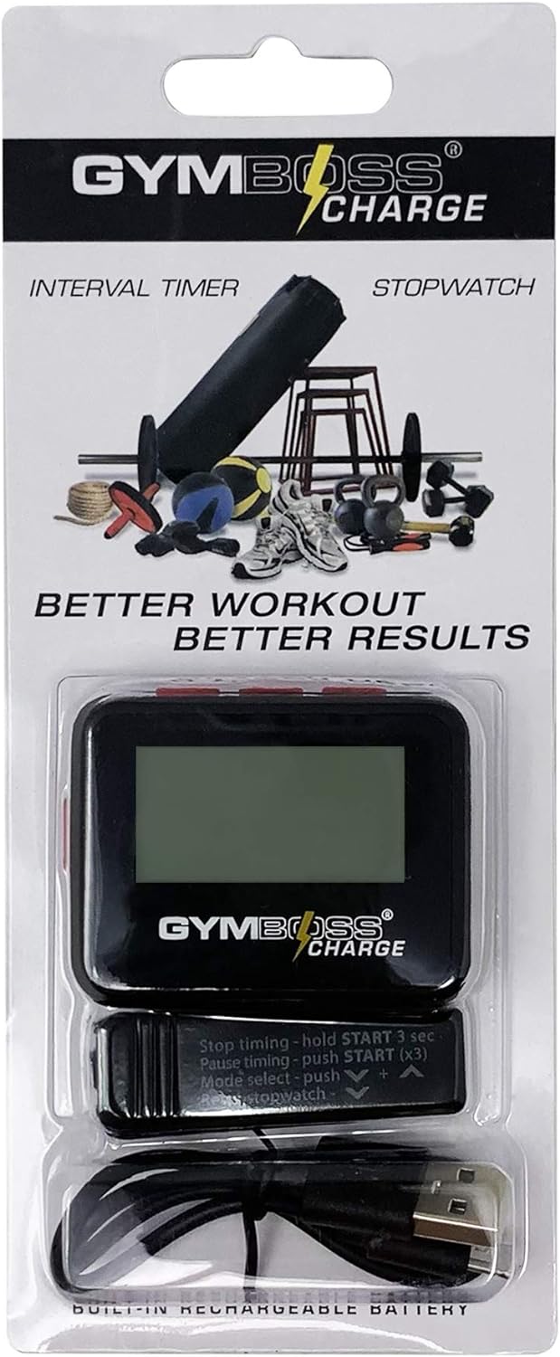 Gymboss Charge Intervall-Timer und Stoppuhr (Schwarz/Rot), Schwarz/Rot