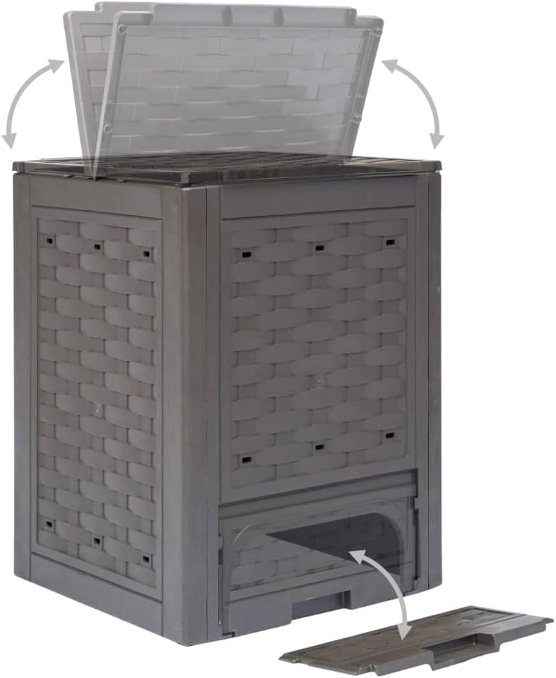vidaXL Gartenkomposter 300L Kunststoff Rattan Thermokomposter Schnellkomposter 300 l, 300 l