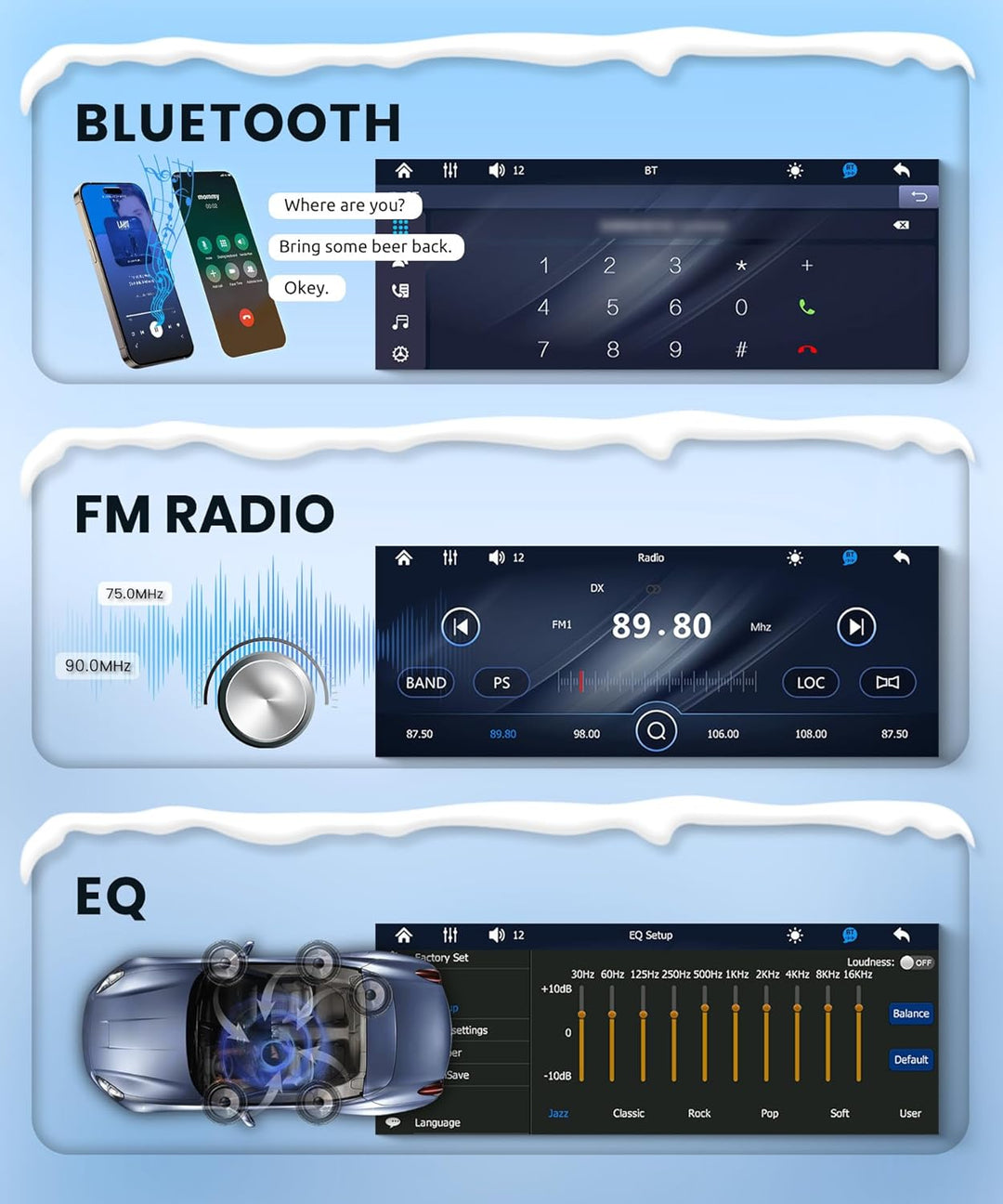 Rimoody A-pple Carplay Autoradio 1 Din mit Carplay Android Auto IOS/Android Mirror Link 6.9 Zoll Tou