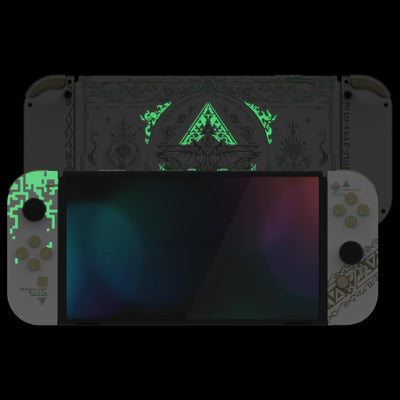 eXtremeRate Full Hülle für Nintendo Switch OLED, DIY-Ersatz Konsole case & Kickstand, NS Joycon Gehä