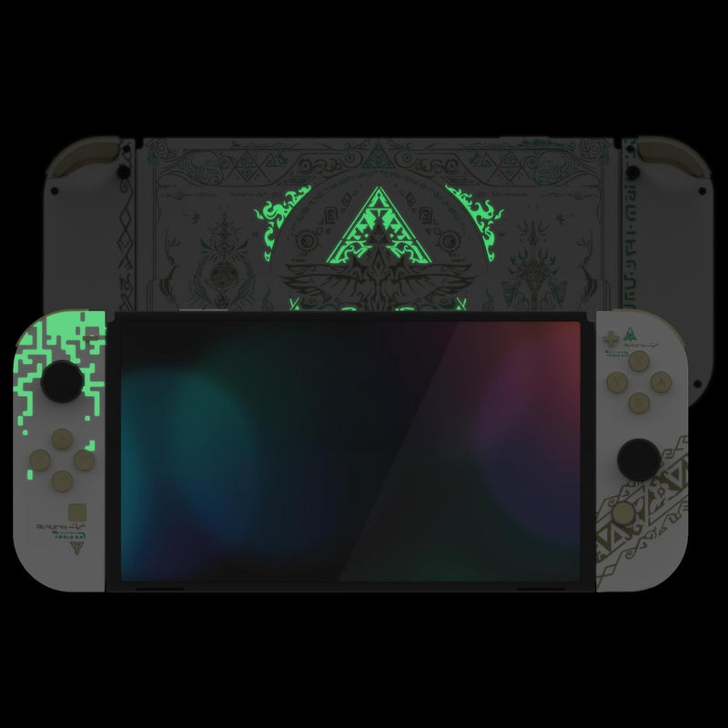 eXtremeRate Full Hülle für Nintendo Switch OLED, DIY-Ersatz Konsole case & Kickstand, NS Joycon Gehä