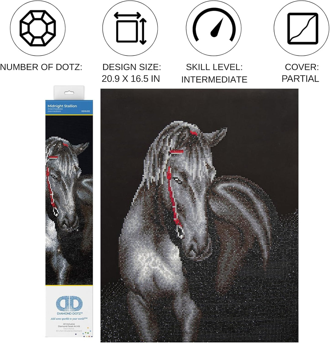 DIAMOND DOTZ DD10.012 - Original 5D Diamond Painting Set Schwarzes Pferd, Kreativset mit 16.797 Diam