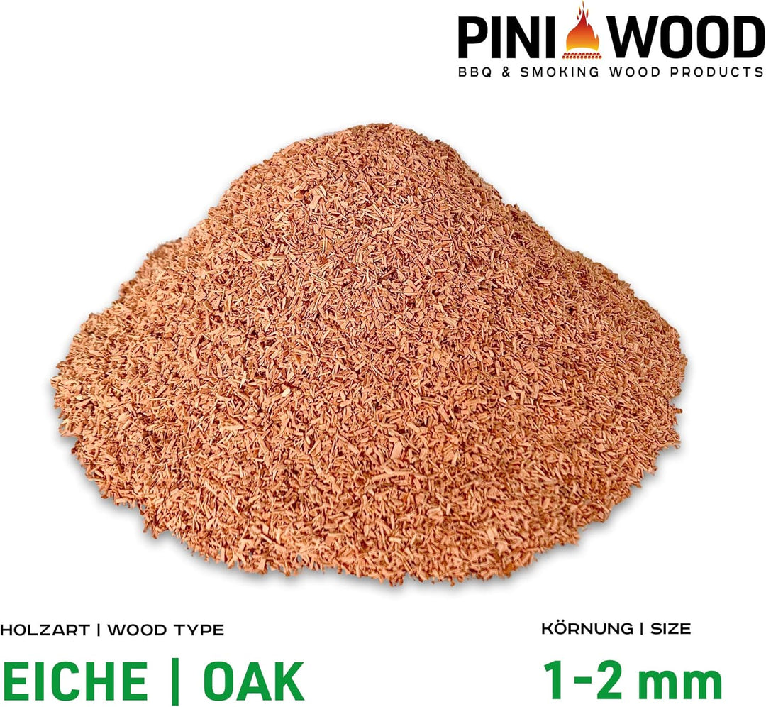 PINI 5 Kg Räucherchips Eiche 1-3 mm Smoking Dust Räucherspäne 18 Liter