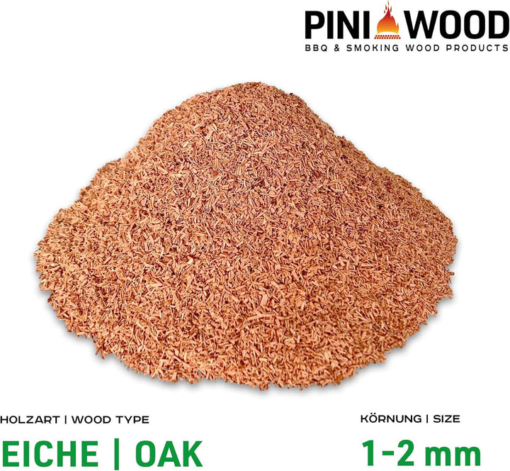 PINI 5 Kg Räucherchips Eiche 1-3 mm Smoking Dust Räucherspäne 18 Liter