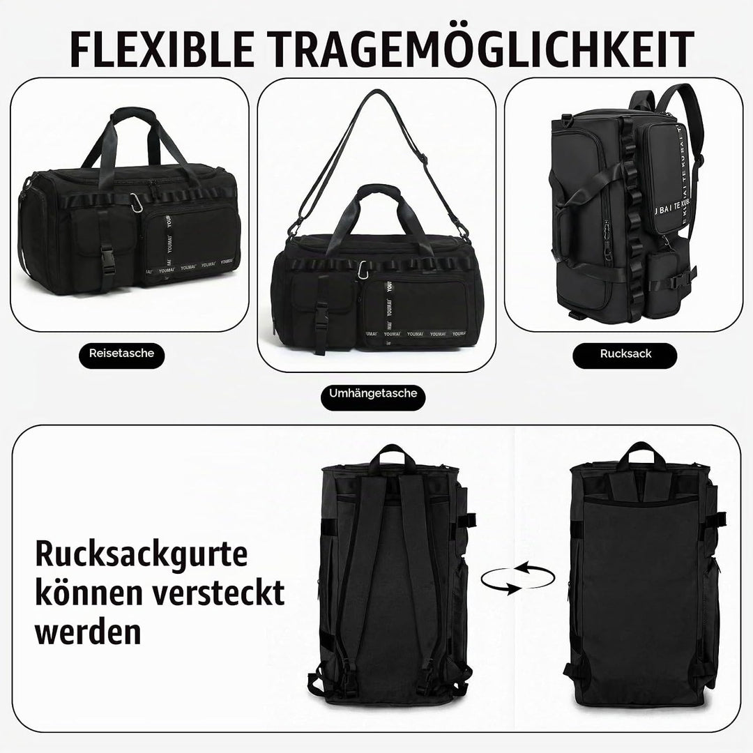 Sporttasche Reisetasche für Damen und Herren, Gross 65L Sporttaschen mit Schuhfach &amp; Nassfach, Large