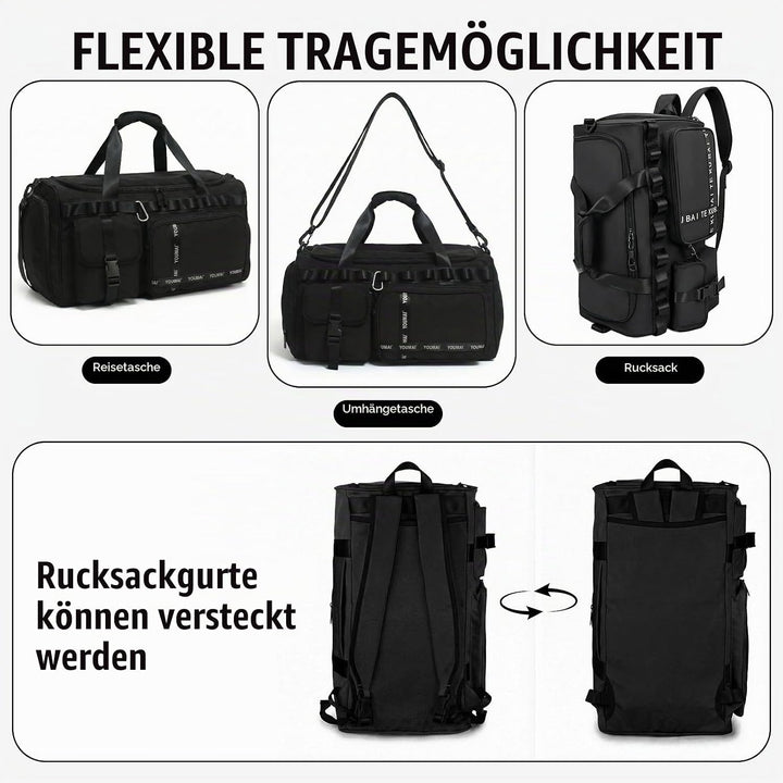 Sporttasche Reisetasche für Damen und Herren, Gross 65L Sporttaschen mit Schuhfach &amp; Nassfach, Large