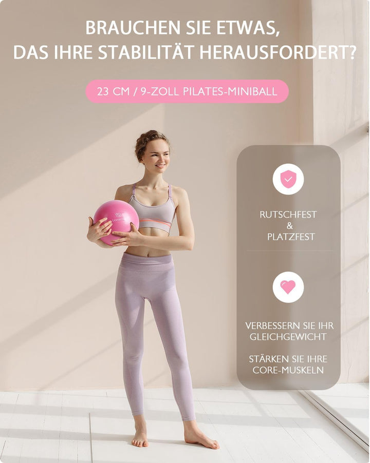 LIONSCOOL Pilates-Ring-Set – 14“/35cm Magic Circle mit Doppelgriffen – Inkl. platzfestem Miniball, W