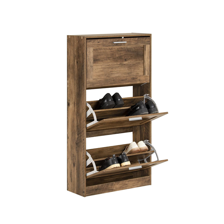 SoBuy Schuhschrank schmal Schuhkipper mit 3 Klappen – Platzsparendes Schuhregal geschlossen mit höhe